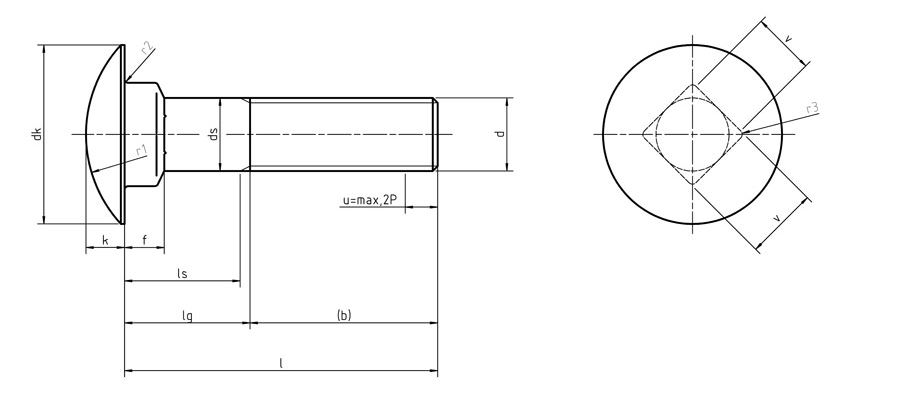 نقشه مهندسی پیچ اتاقی DIN 603